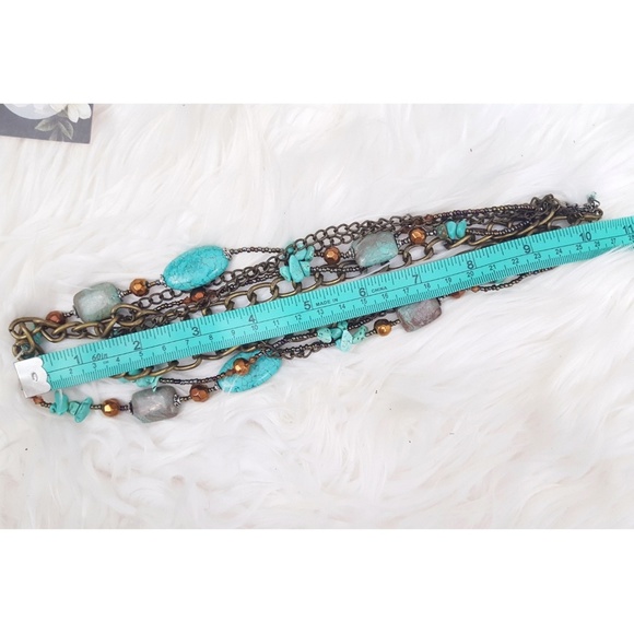 Faux Turquoise Multi-Chain Boho Necklace - Picture 5 of 6